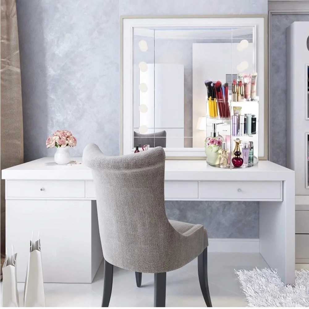 Othr Clear Acrylic 360° Rotating Makeup Organizer with Multi-Tier Compartments